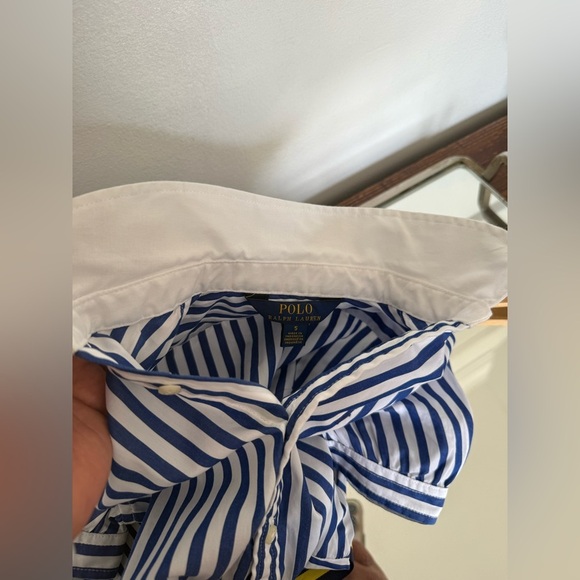 Polo Ralph Laurent Striped Blue and White Kids Dress with Belt - Picture 10 of 15